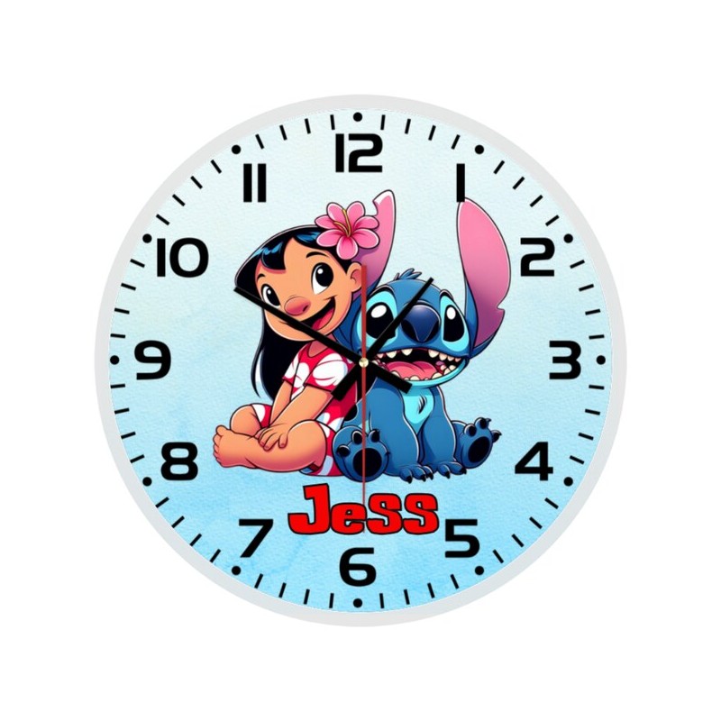 Stich Clocks Disney Lilo & Stitch Glass Wall Clock – Whimsical Home Decor
