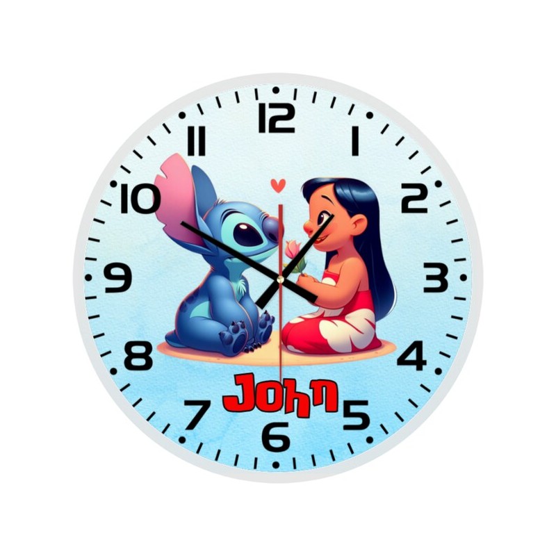 Stich Clocks Disney Lilo & Stitch Glass Wall Clock – Whimsical Home Decor