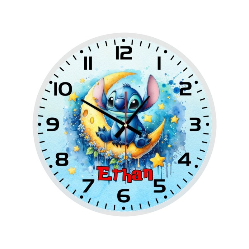 Stich Clocks Disney Lilo & Stitch Glass Wall Clock – Whimsical Home Decor