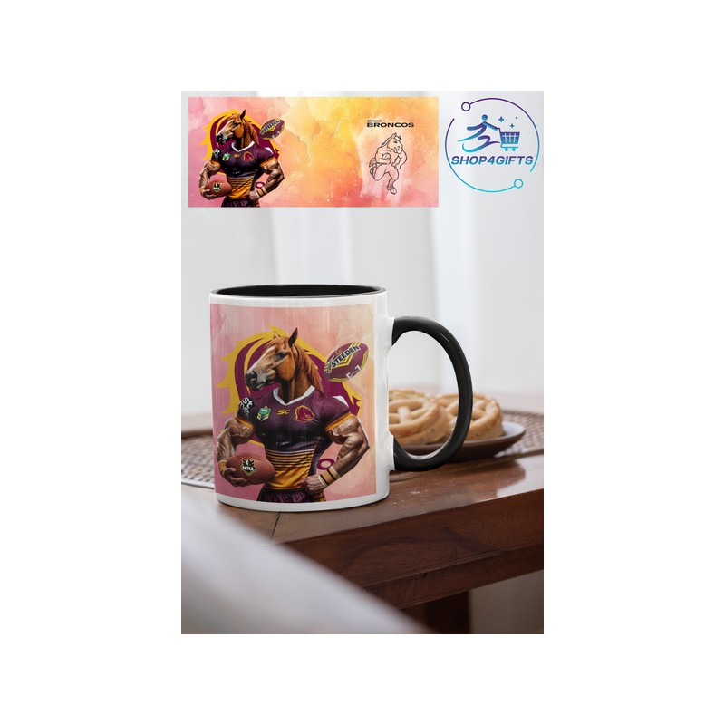 NRL-National- Rugby-League- Brisbane Broncos-personalised-11oz-black-handle-coffee-mug