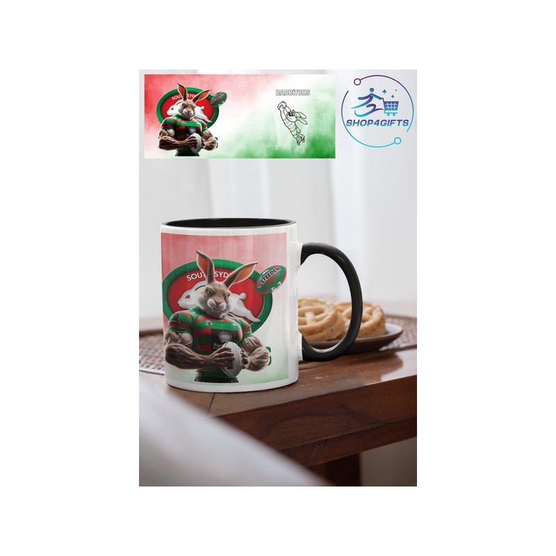 NRL-National- Rugby-League-South-Sydney- Rabbitohs-black-handle-11oz-coffee-mug-