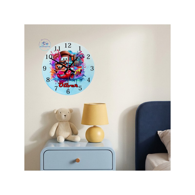 shop4gifts-personalised-disney-pixar-cars-glass-wall-clock-custom-kids-room-decor-Back