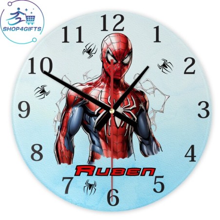 shop4gifts-personalised-marvel-spider-man-glass-wall-clock-with-name