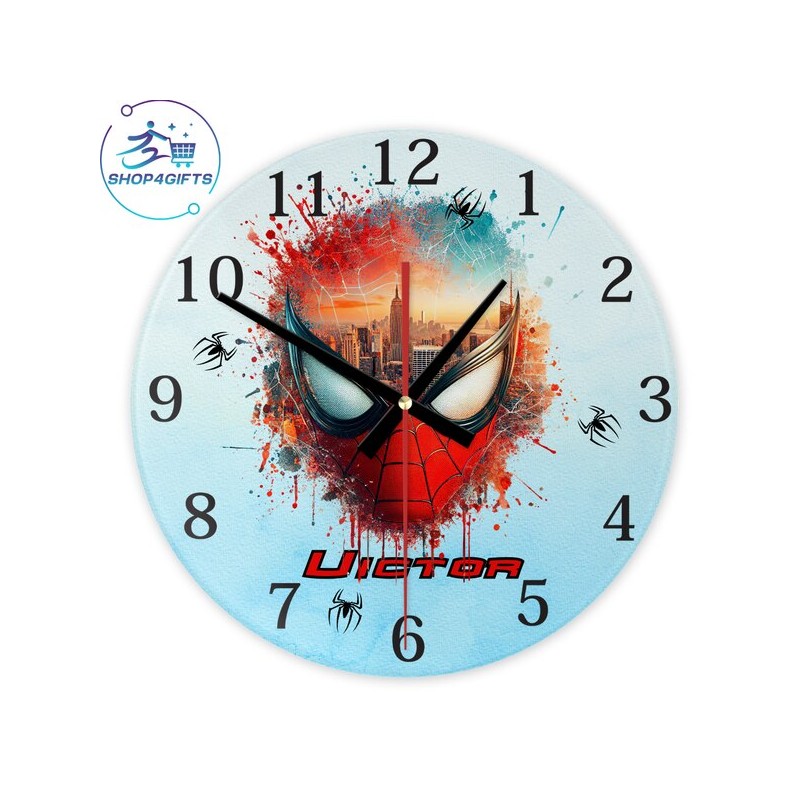 shop4gifts-personalised-marvel-spider-man-glass-wall-clock-with-name