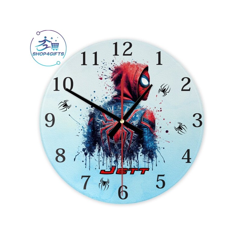 shop4gifts-personalised-marvel-spider-man-glass-wall-clock-with-name
