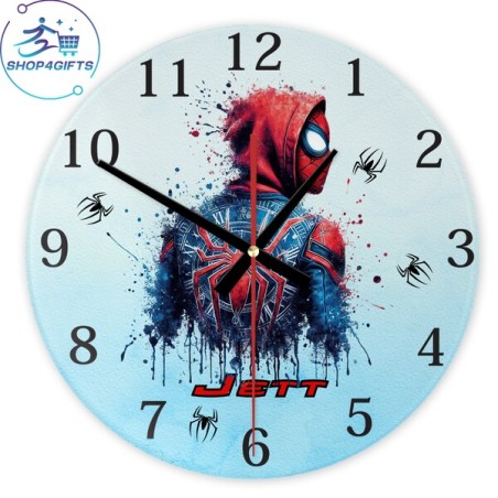 shop4gifts-personalised-marvel-spider-man-glass-wall-clock-with-name