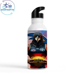 Shop4Gifts-Personalised-Adelaide-Crows-600ml-Aluminium-Drink-Bottle-with-Straw-Lid-AFL-Gift-single