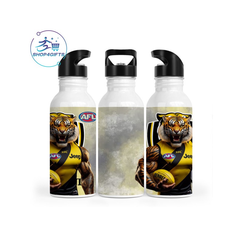 Shop4Gifts-Personalised-Richmond-Tigers-600ml-Aluminium-Drink-Bottle-with-Straw-Lid-Yellow-and-Black-AFL-Gift-