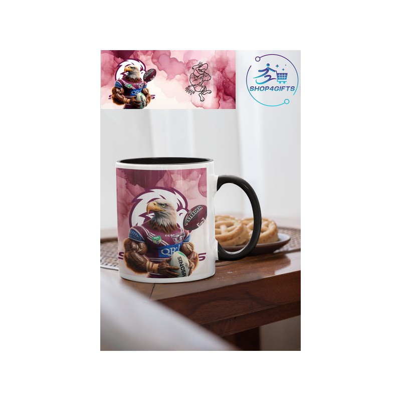 NRL-National- Rugby-League -Manly-sea-eagles-personalised-black-handle-11oz-coffee-mug-