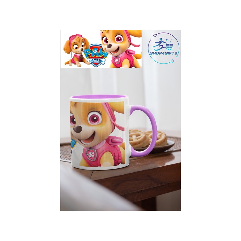 Shop4Gifts-Personalised-Paw-Patrol-Skye-11oz-Ceramic-Mug-Custom-Name-Kids-pink-handle-Gift-Australia