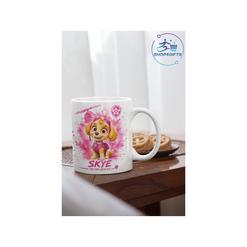 Shop4Gifts-Personalised-Paw-Patrol-Skye-11oz-Ceramic-Mug-Custom-Name-Kids-white-handle-Gift-Australia