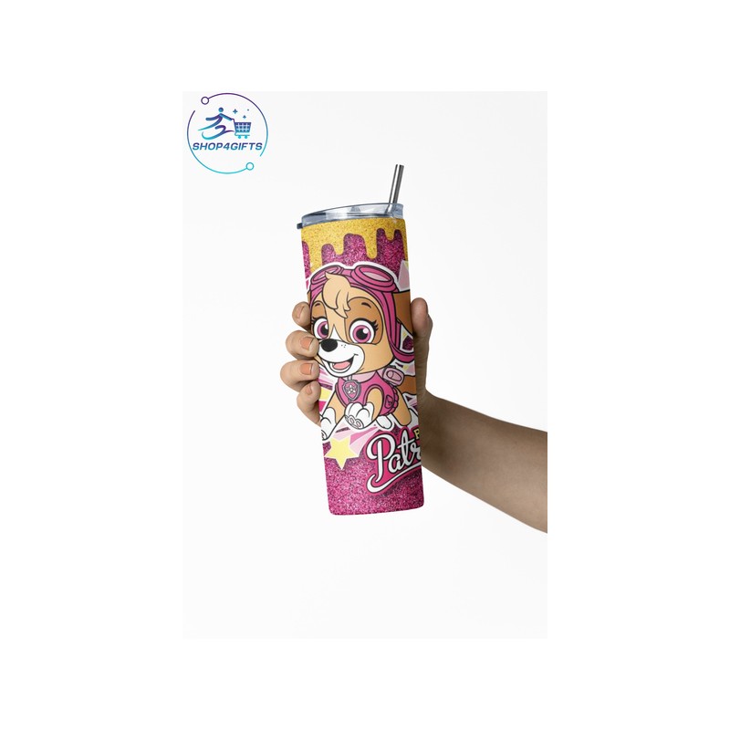 Shop4Gifts-personalised-Paw-Patrol-Skye-20oz-skinny-tumbler-kids-gift-Australia-birthday-gifts
