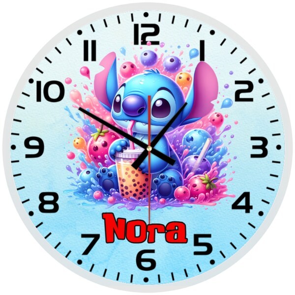 Stich Clocks Disney Lilo & Stitch Glass Wall Clock – Whimsical Home Decor